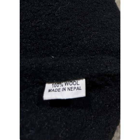 Youth Penguin Knit WOOL HAT from Nepal Fleece Lined EAR FLAPS Black Winter H25 - Picture 4 of 9